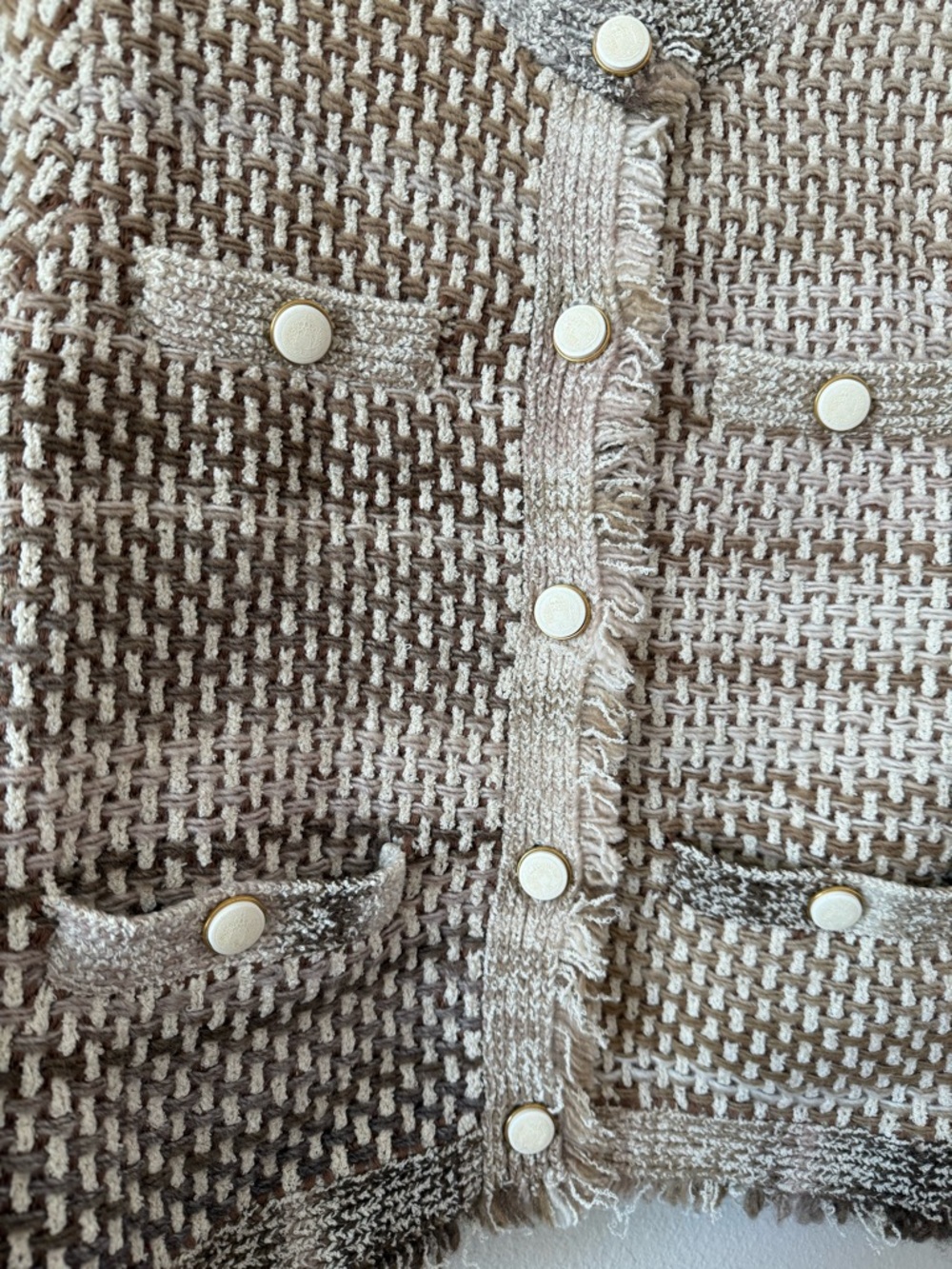 Veronica Beard Sariyah Knit Jacket Desert Khaki Multi Small - Picture 8 of 14